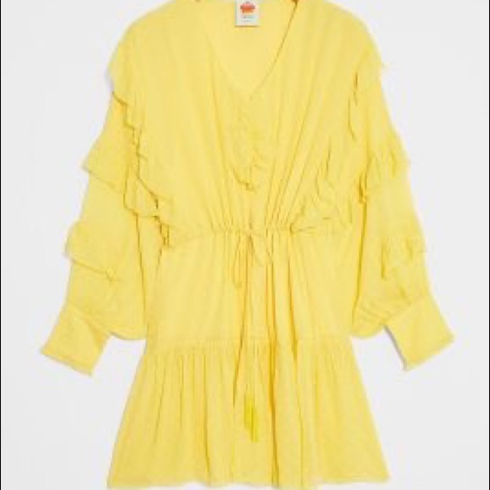Farm Rio Canarias Ruffled Mini Dress.